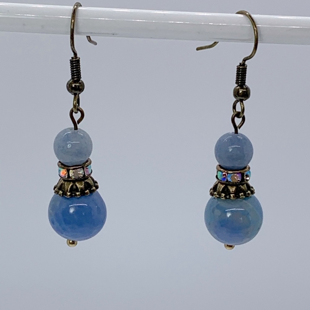 21124 Blue Aventurine & Fire Agate Crackle Earrings